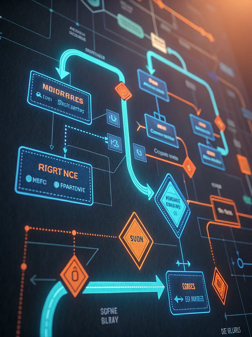 A graphic showing a workflow diagram that automatically re-routes tasks based on employee availability and skill sets, illustrating adaptive task management.