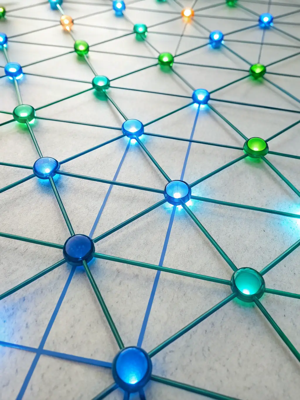 A digital illustration depicting a network of interconnected nodes dynamically adjusting to changing data flows, symbolizing adaptive automation in action within a business network.